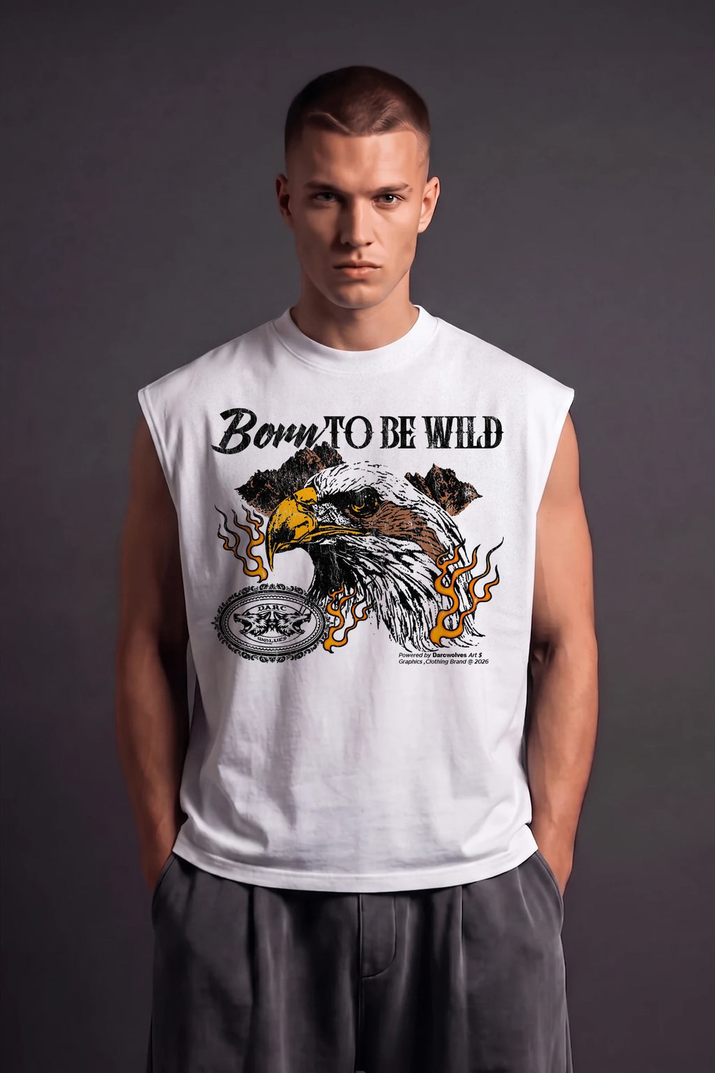 Born To Be Wild Muscle Tank (White)