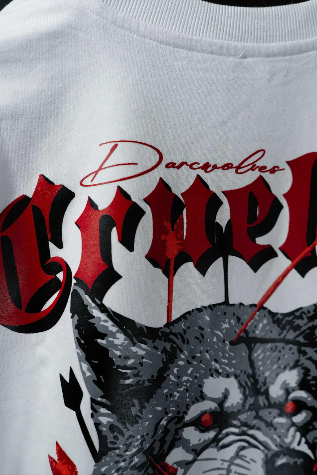 Cruelty Darc Wolves White Oversize T-shirt