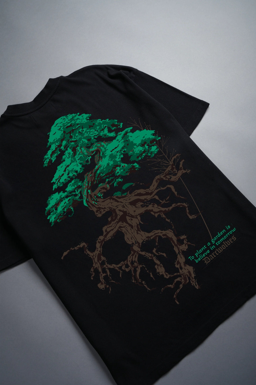 Green Tree, Oversize T-shirt (Black)