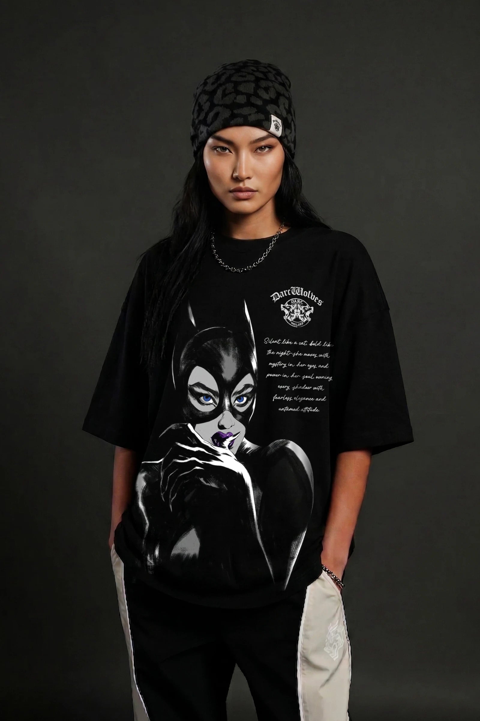 Cat Woman Oversize T-shirt (Black)