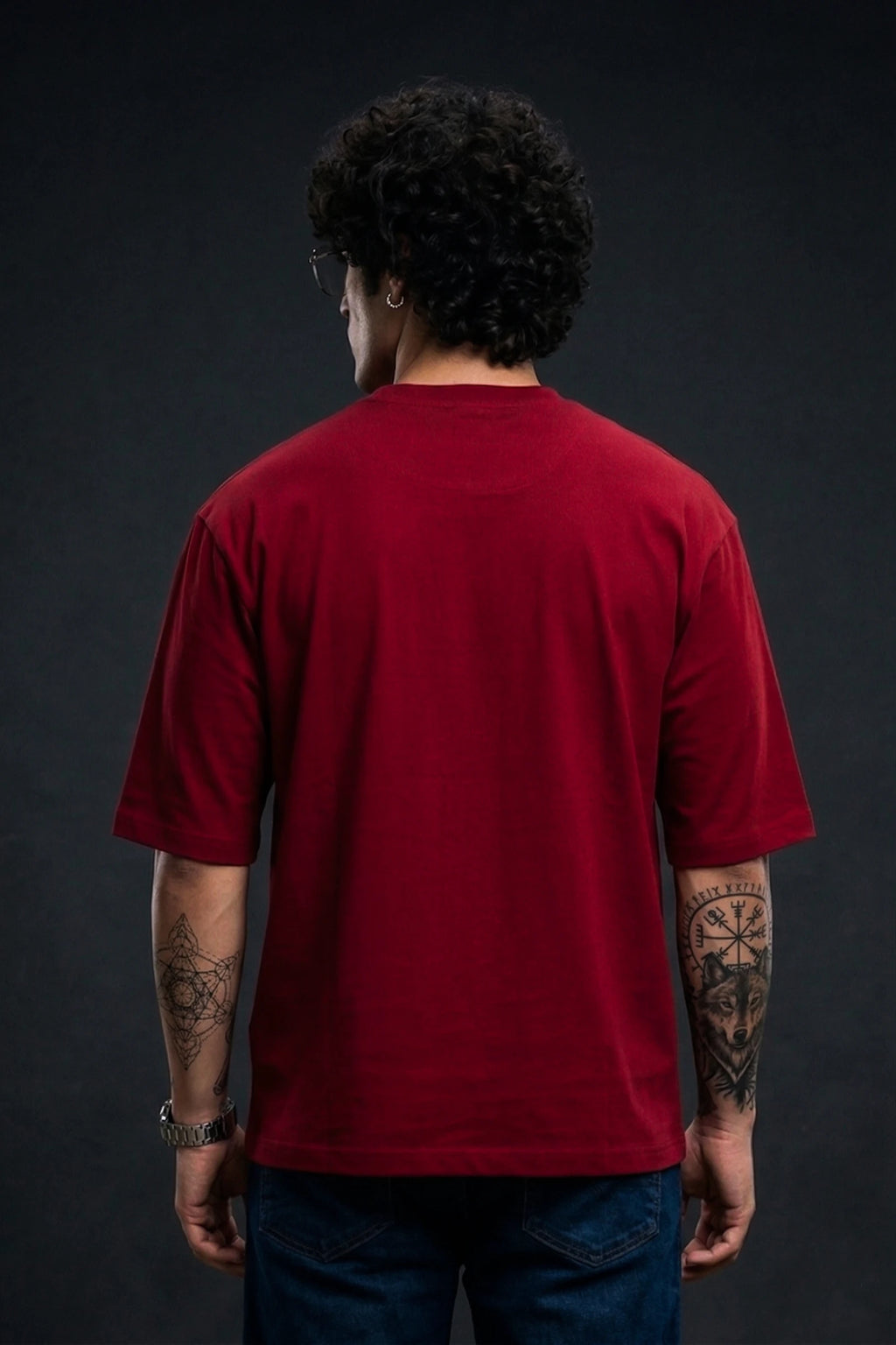 Darc Wolves Minimal, Oversize T-shirt (Red)