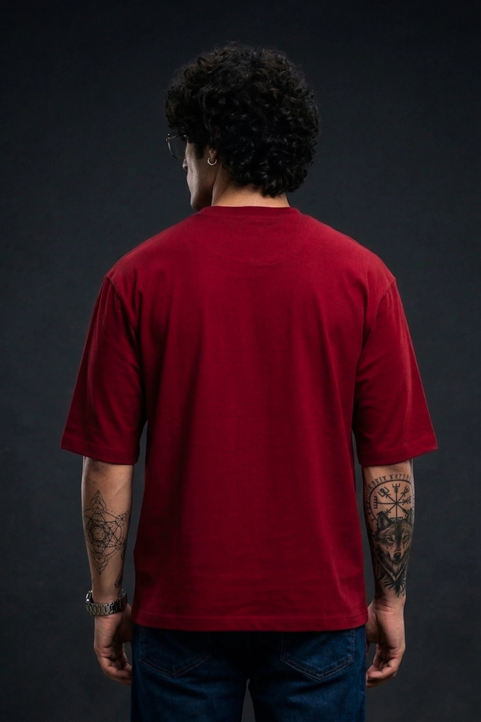 Darc Wolves Minimal, Oversize T-shirt (Red)