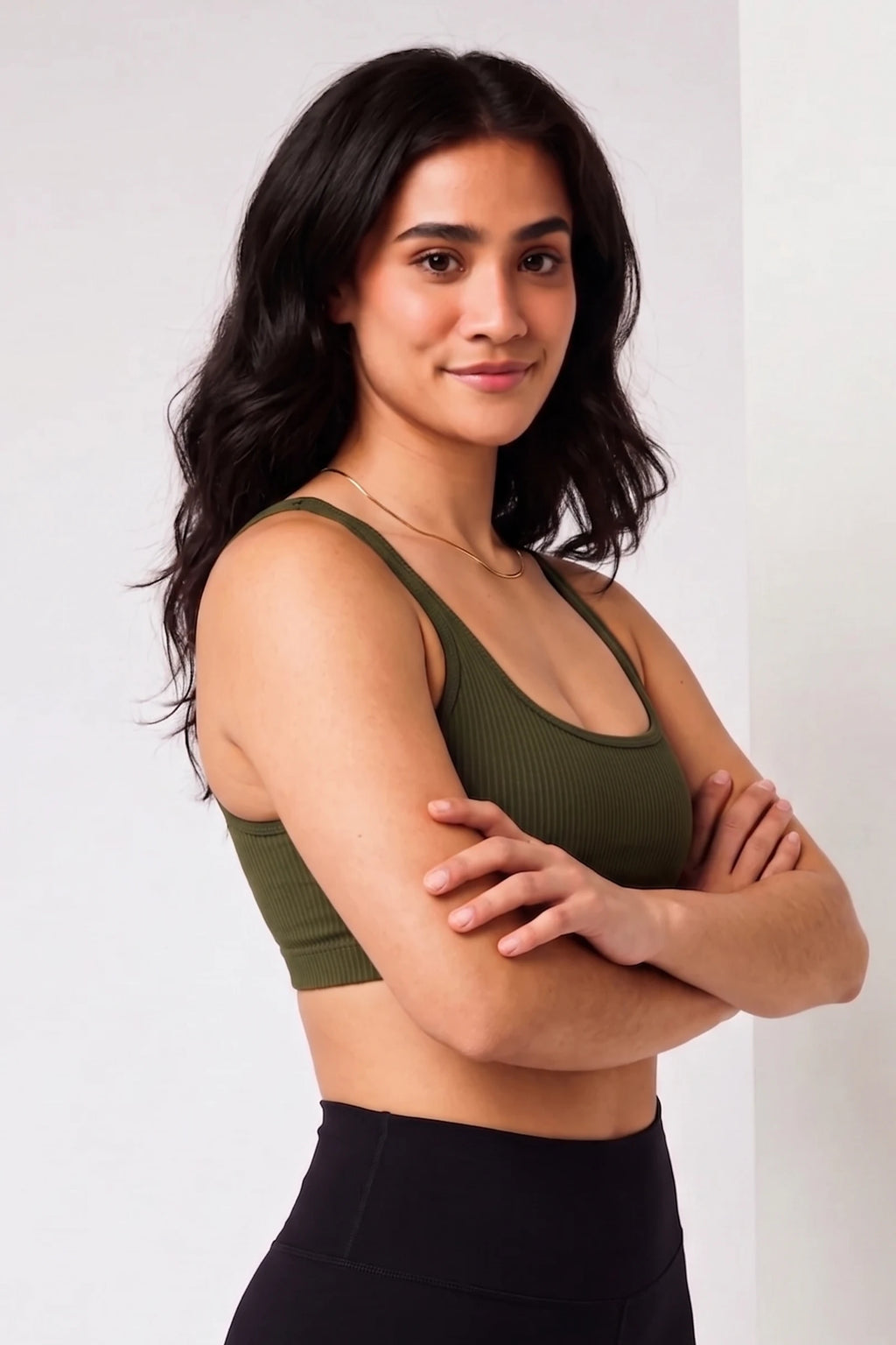 Stealth Ribbed Bra (Olive Green)