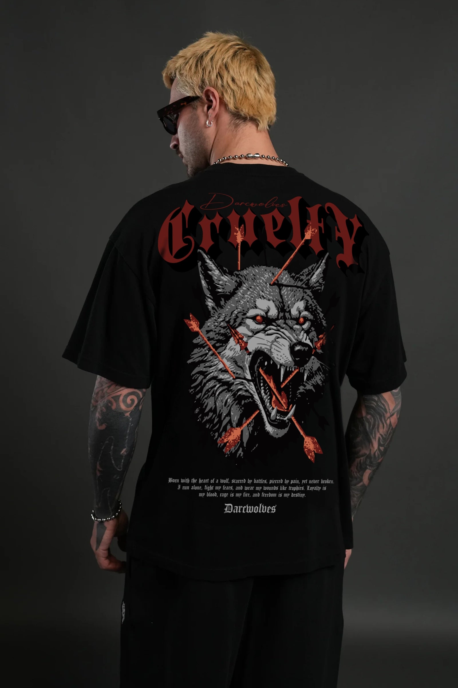 Cruelty Darc Wolves Black Oversize T-shirt