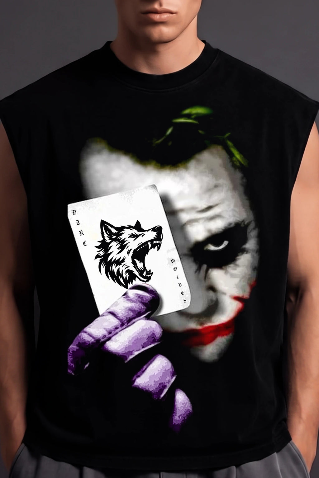 Joker Wolves Card,Muscle Tank (Black)