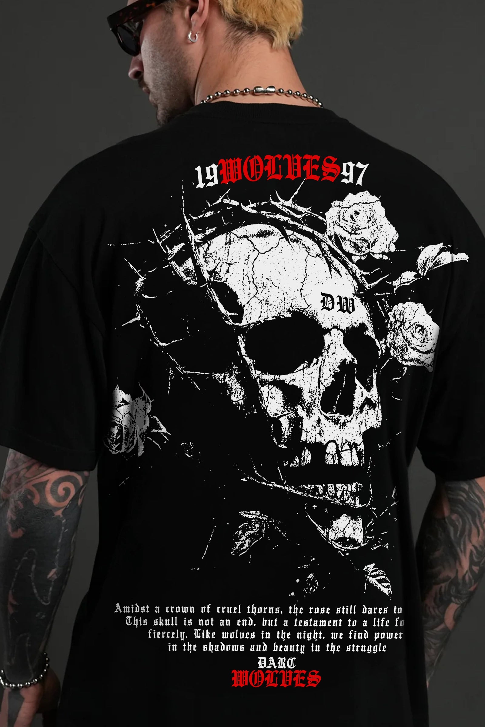 Darc Wolves Skull Oversize T-shirt