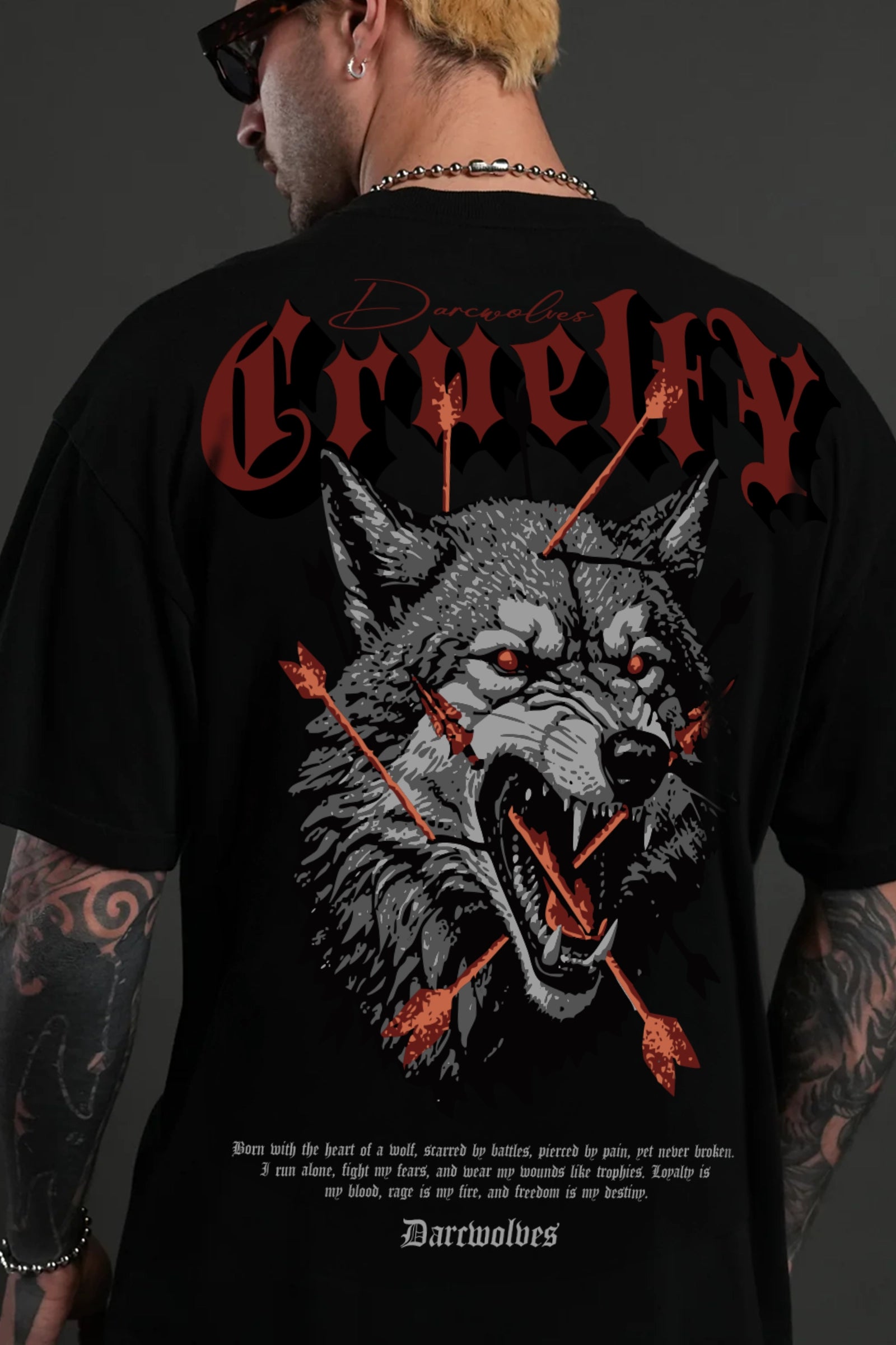 Cruelty Darc Wolves Black Oversize T-shirt