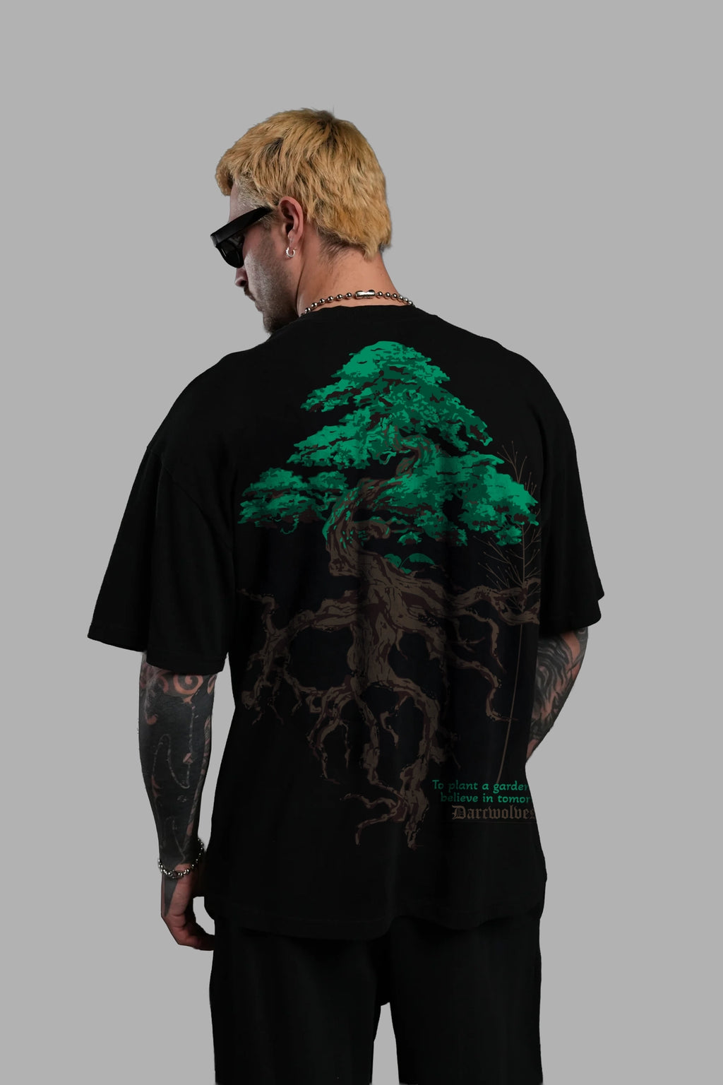 Green Tree, Oversize T-shirt (Black)
