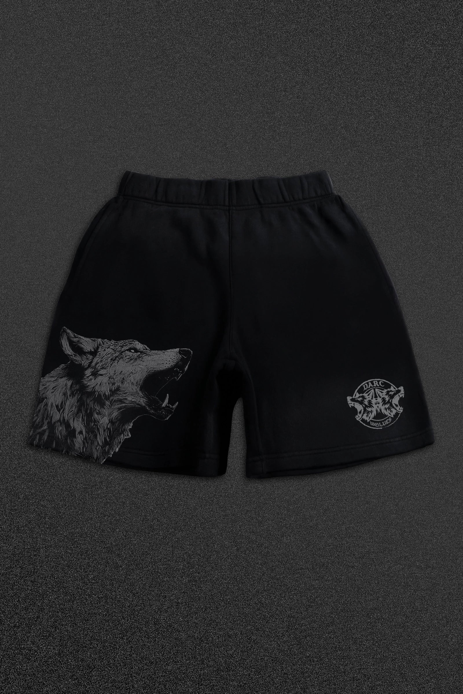 Darc Wolves, Wolf Printed Black Shorts