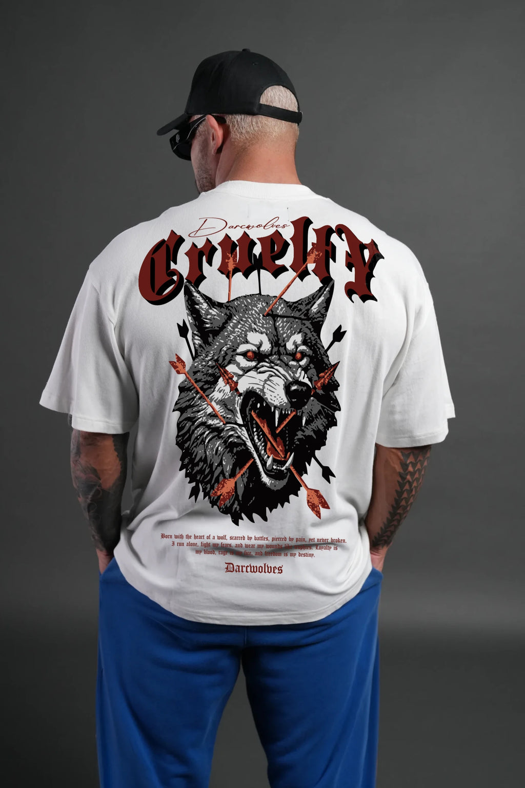 Cruelty Darc Wolves White Oversize T-shirt