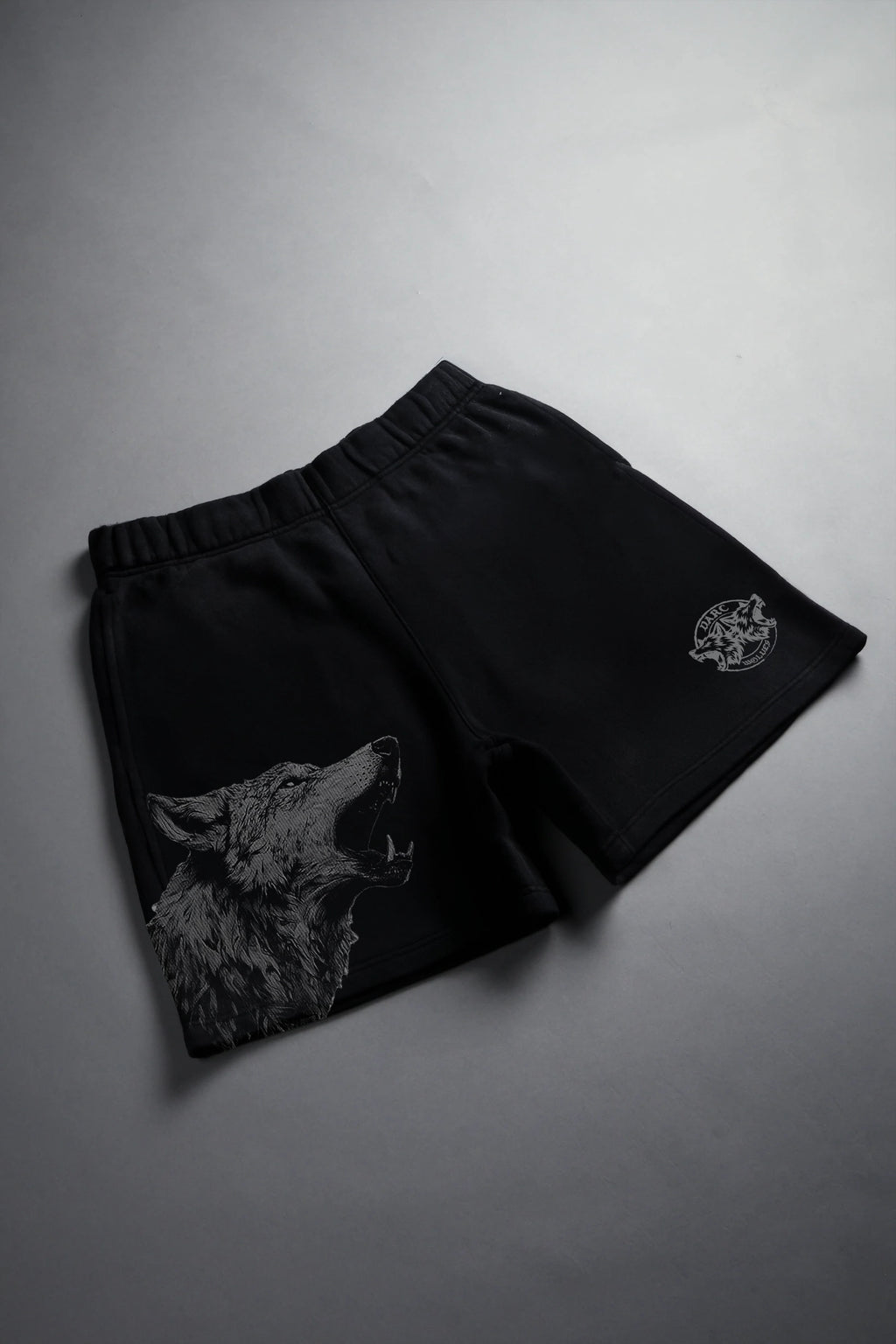 Darc Wolves, Wolf Printed Black Shorts