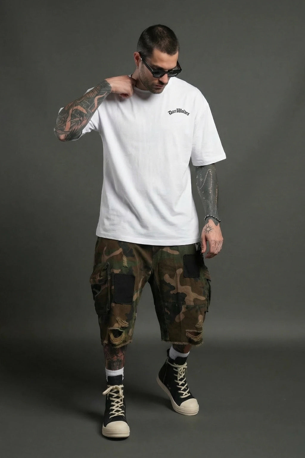 Darc Wolves,  Oversize White T-shirt (White)